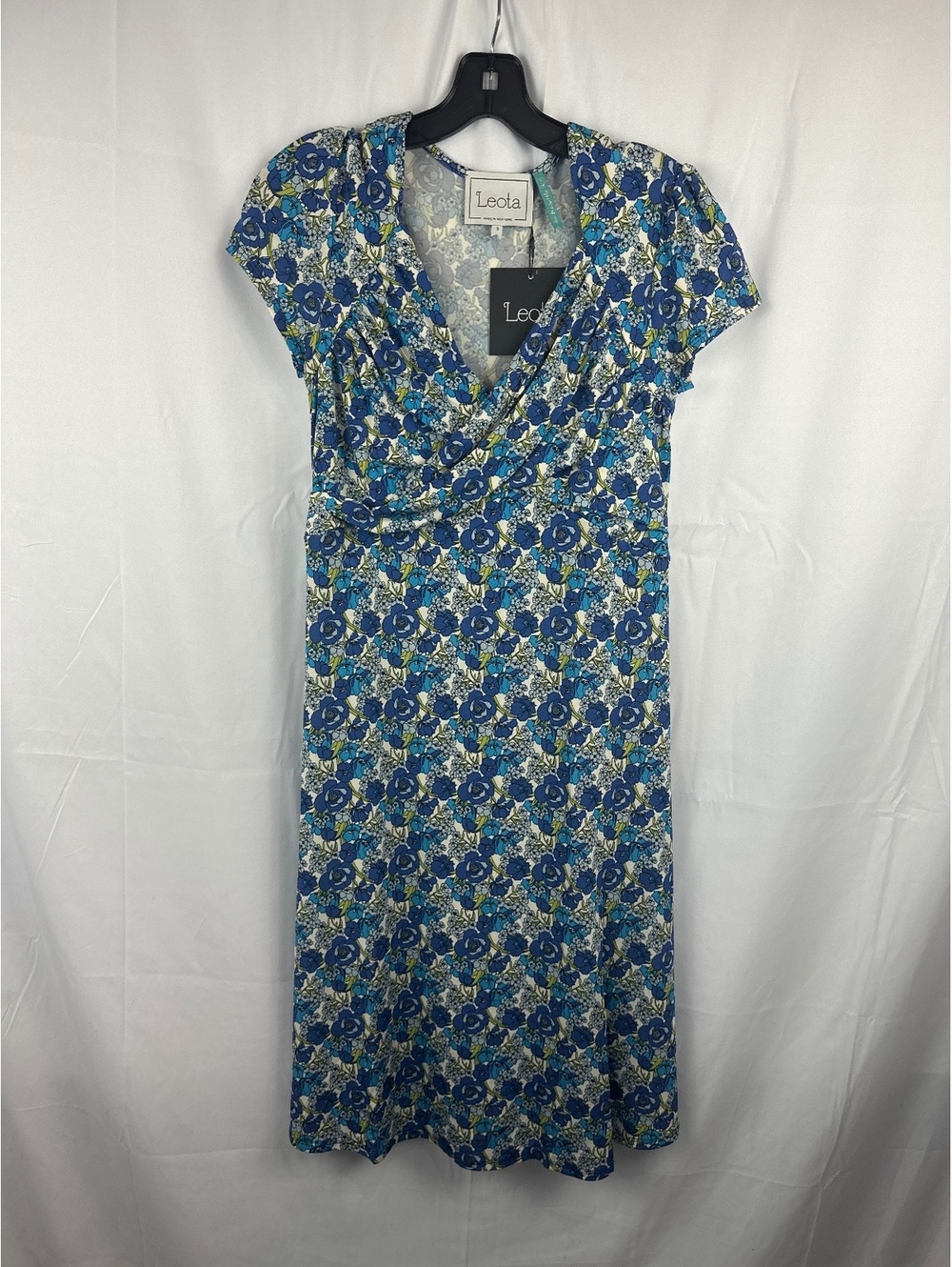 Leota Blue Floral Midi Dress Size Small